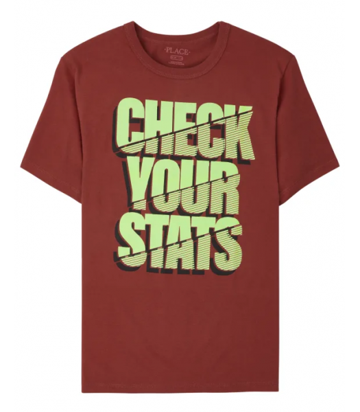 Childrens Place Hampton Red Check Your Stats Graphic Tee